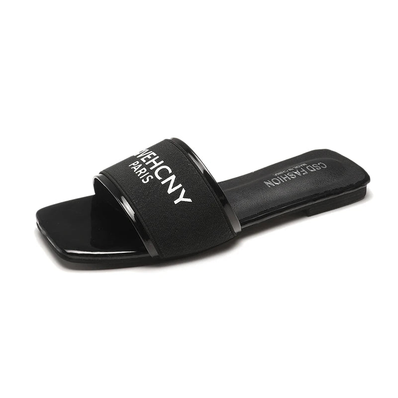 Women's Luxury Platform Slippers – Flat Heel PU Sandals for Summer, Beach & Outdoor (EU 35–42)
