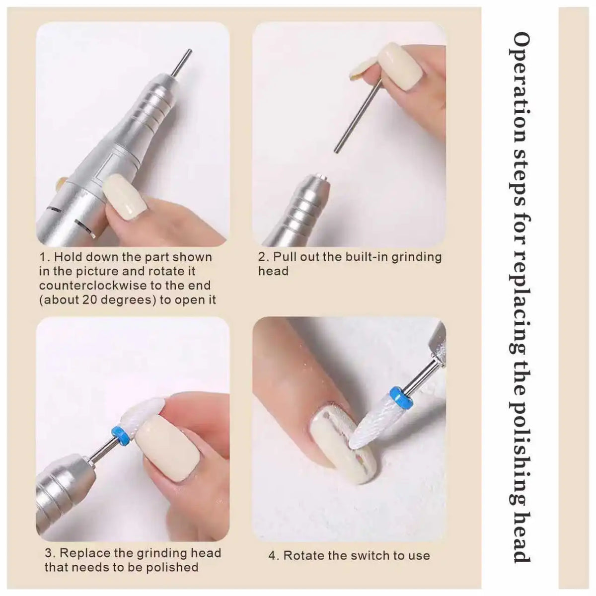 Nail Drill 30000 RPM Rechargeable Nail Grinder, Used to Remove and Polish Acrylic Gel, Nail Care Motor, Nail File, Foot Care