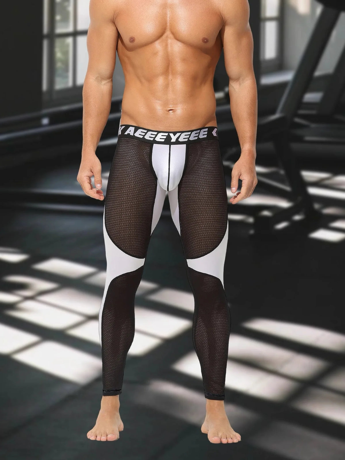 Men's Slim Fit Thermal Base Layer Pants - Stretch Mesh Panel Long Johns