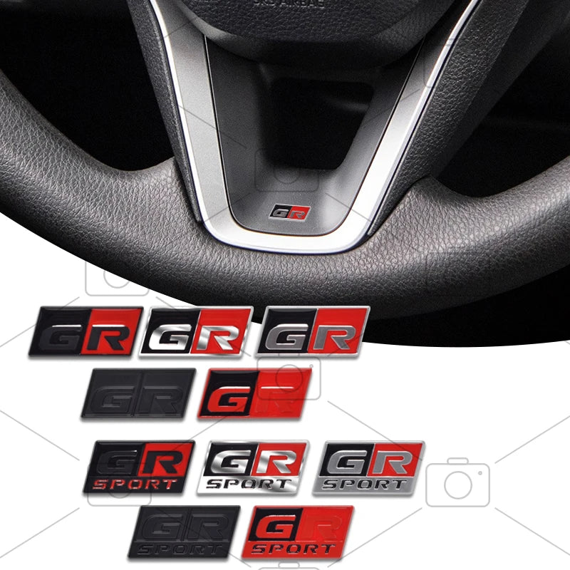 Car Metal GR Sport Logo Badge Steering Wheel Decals Styling For Corolla C-HR Camry Prado Prius Highlander FJ Cruiser Yaris RAV4
