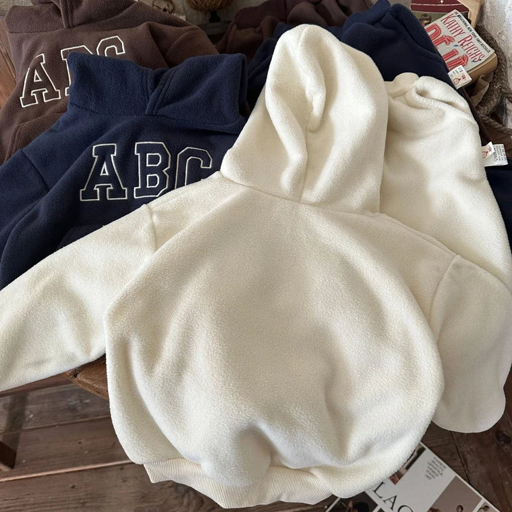 Kids Fleece Hoodie and Pants Set - Letter Print Winter Tracksuit - photo 4