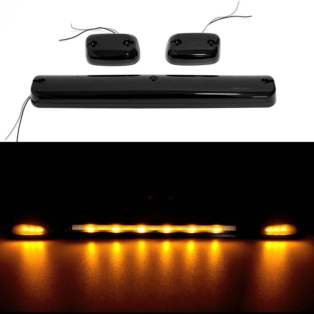 3PCS Smoke Cab Roof Running Amber Side Clearance Dome LED Lights For Chevy Silverado G/M C Sierra 07-13 Auto Warning Drving Lamp