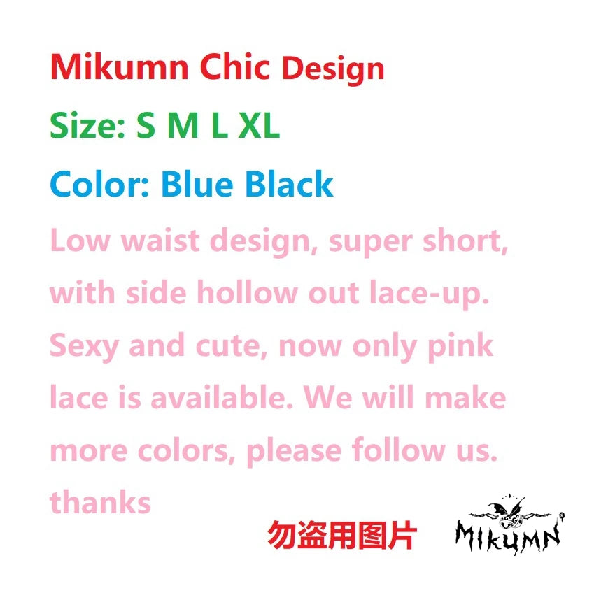 Mikumn Harajuku Y2k Women Sexy Lace Shorts Punk Girls Sweet Bow Angel Wing Bone Lace-up Low Waist Denim Shorts Jeans Streetwear