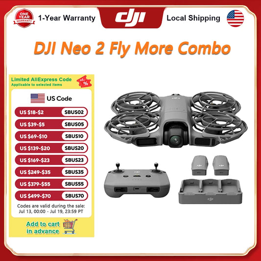 DJI Neo 2 Fly More Combo With RC-N3 Remote Controller, Stable Transmission With Digital Transceiver, 4K Drone for Beginners, 3 Batteries