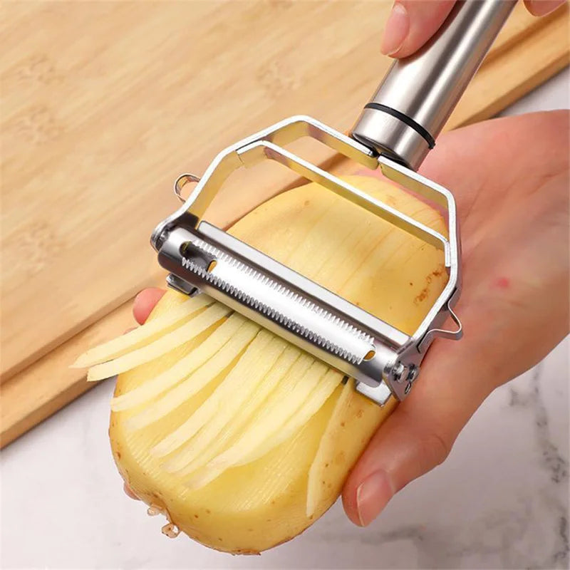 3-in-1 Stainless Steel Peeler Set - Vegetable Peeler, Julienne Slicer, Grater for Kitchen, Dishwasher Safe (Silver)