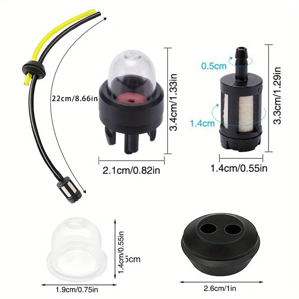 3 Set Universal Grass Trimmer Fuel Line Filter Kit For Brush Cutter Strimmer Fuel Hoses With Fuel Filter And Gasket Primers