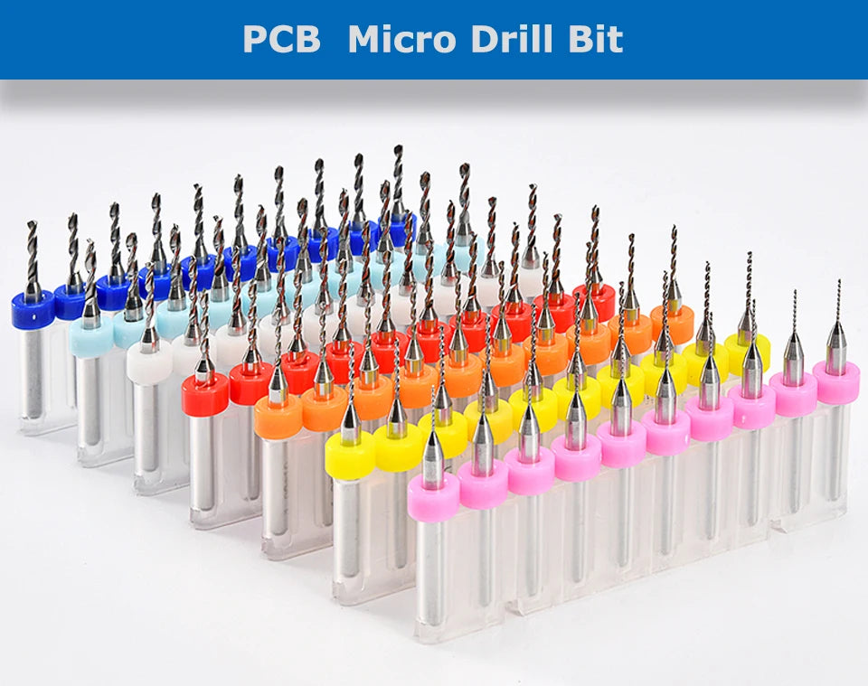 PCB Micro Drill Bits, 3.175 mm Shank, 0.1 to 6.8 mm