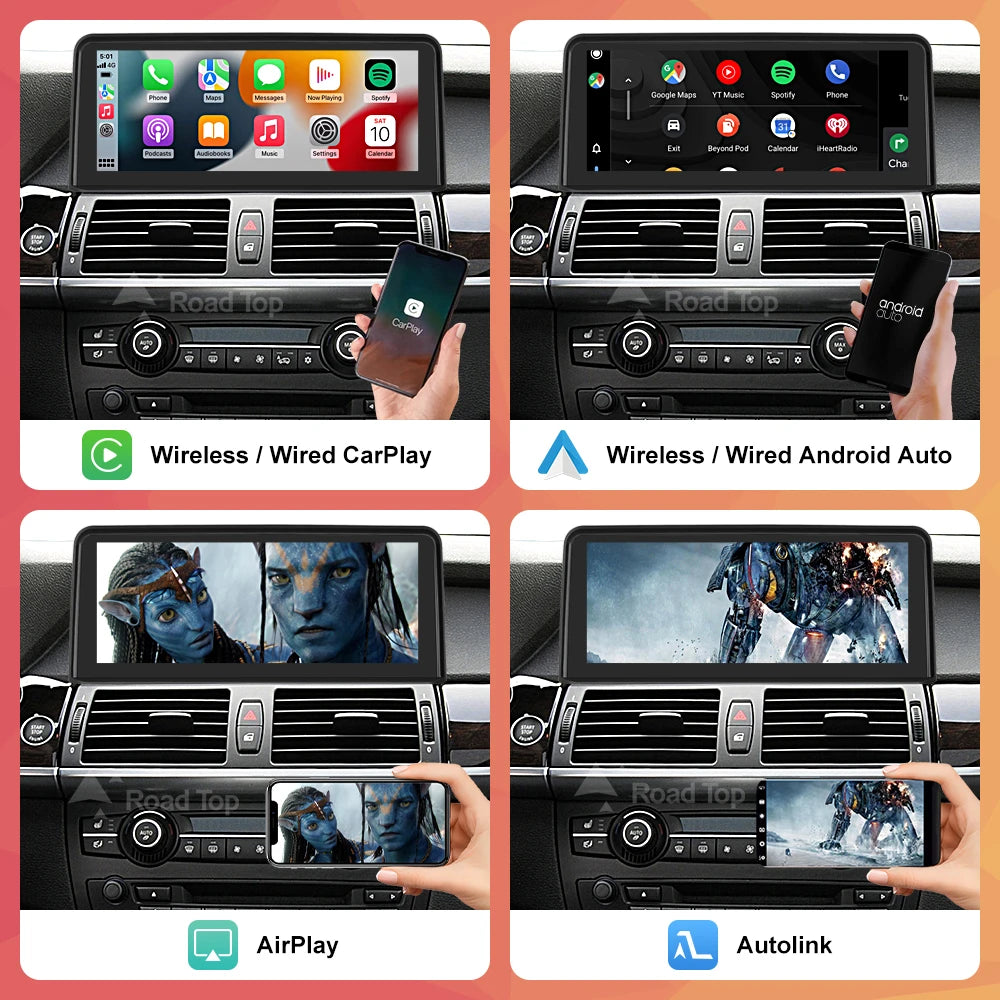 RoadTop 1920*720 Wireless CarPlay Android Auto Car Multimedia Display for BMW X5 X6 E70 E71 2007-2013 CCC CIC Linux Touch Screen