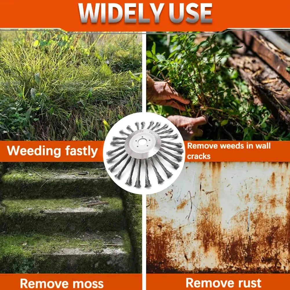 4/5/10Inch Weed Brush Cutter Head Lawn Mower Universal Grass Trimmer Head Steel Wire Wheel Brush Disc Garden Trimmer Head Weed