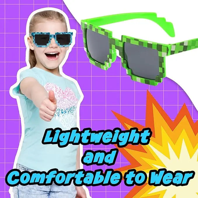 Pixel Theme Party Favors Pixelated Sunglasses Silicone Bracelets Birthday Decoration Party Supplies Gift