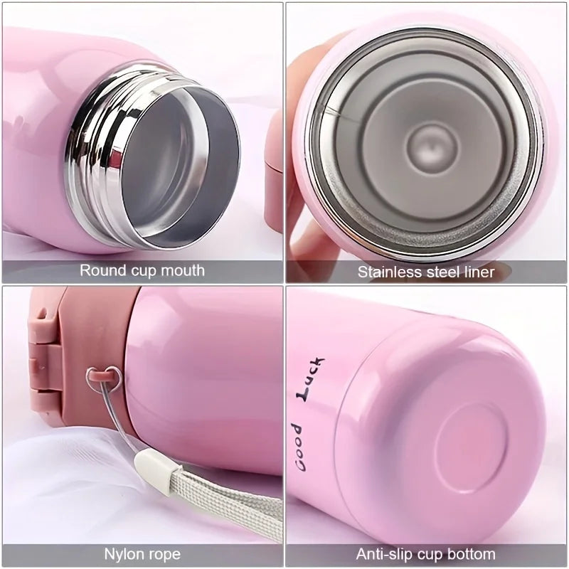Wholesale 200ML Flip Top Thermal Mug Stainless Steel One Touch Kids Thermos Bottle Flask With Button Lid