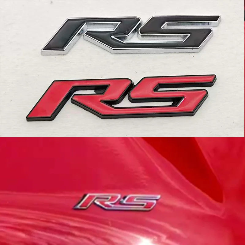 3D Metal RS Logo Sticker Front Grill Emblem Rear Trunk Badge For Chevrolet Onix Blazer lumina Camaro Cruze Monza Car Accessories