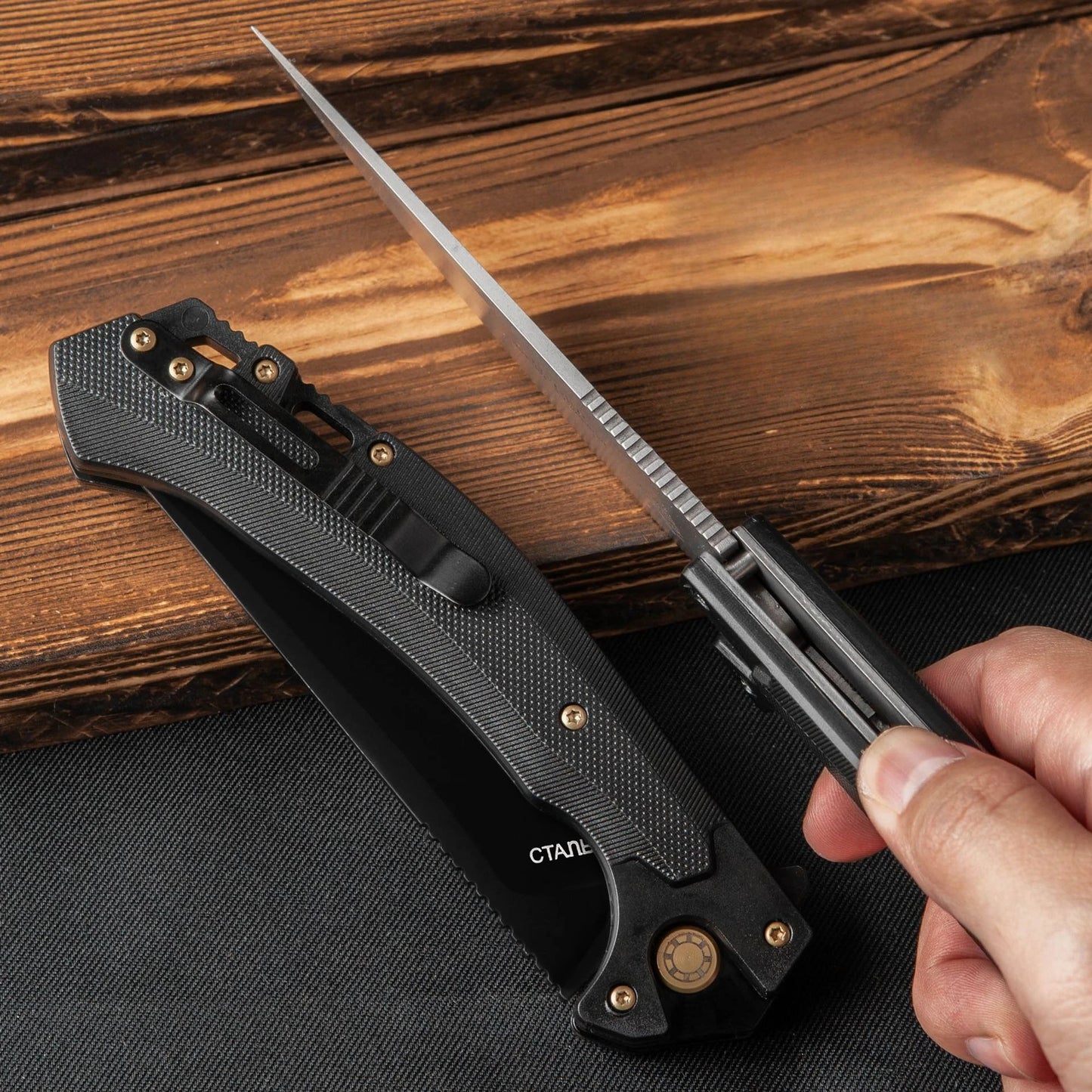 Stainless Steel 440C Folding Knife with Black Nylon Fiber Handle Portable Household Fruit EDC Carry-on Tool Knife Men's Gift