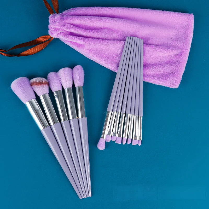13-Piece Fluffy Makeup Brush Set for Face & Eyes