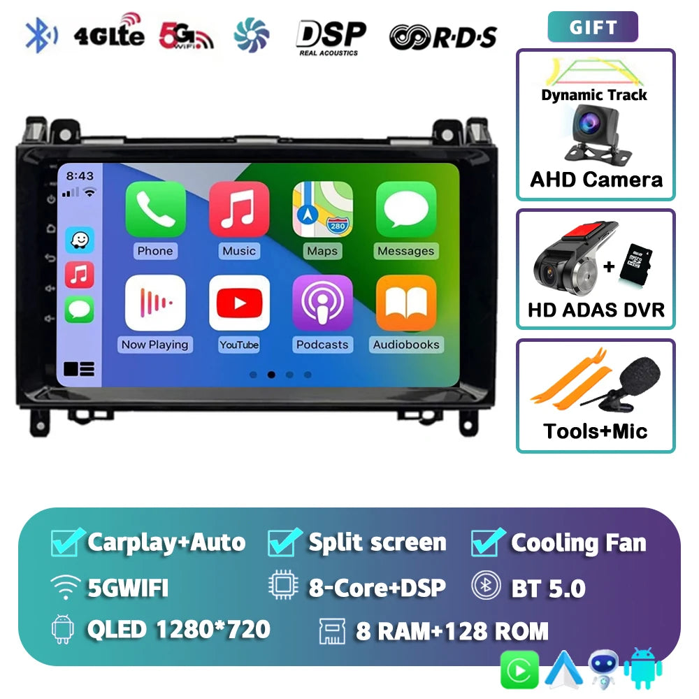 Android 16 For Benz Sprinter Volkswagen Crafter 2006 - 2016 2K QLED Android Car Radio Multimedia Video Player GPS stereo CarPlay