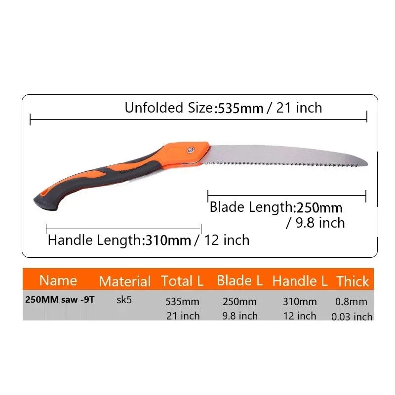 LAOA SK5 Folding Garden Saw – Portable Hand Pruning Saw for Branches, Camping & Logging