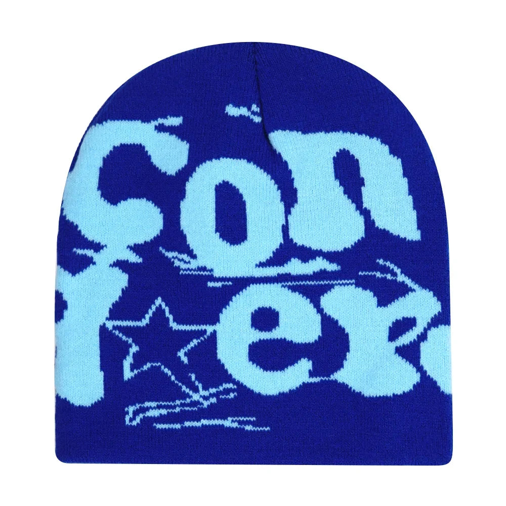 Y2K Letter Knit Beanie, Warm Ski Hat