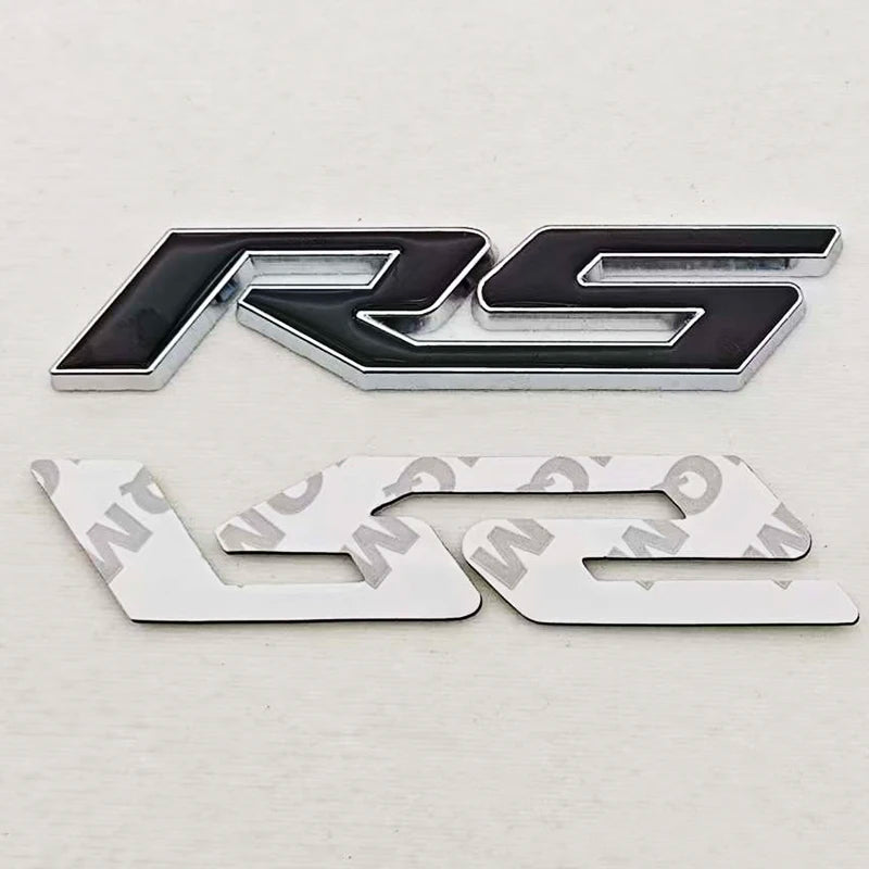 3D Metal RS Logo Sticker Front Grill Emblem Rear Trunk Badge For Chevrolet Onix Blazer lumina Camaro Cruze Monza Car Accessories