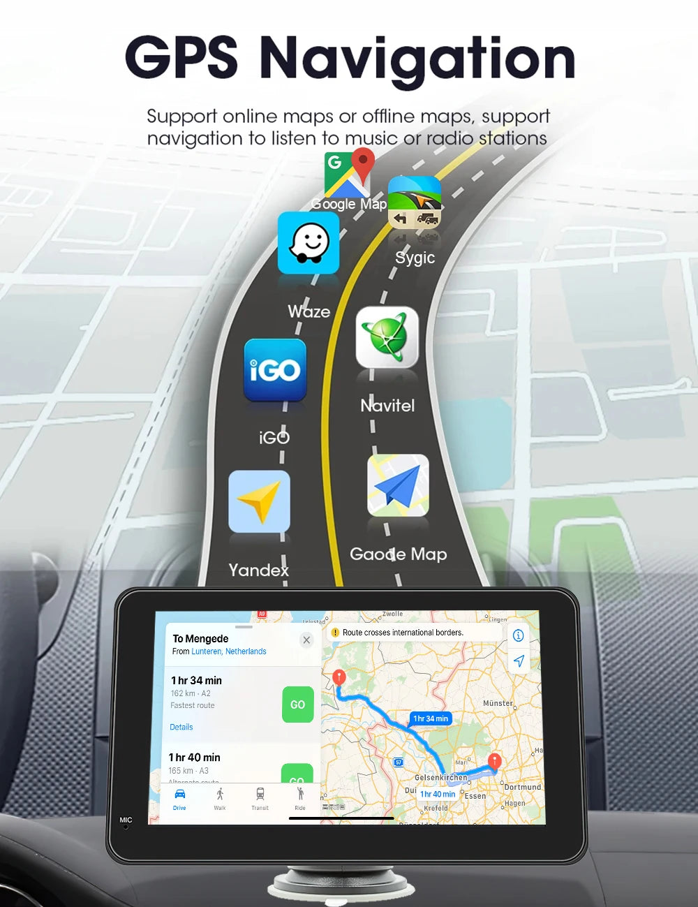 7" Universal Car Stereo with Apple CarPlay & Android Auto (with Rear Camera)