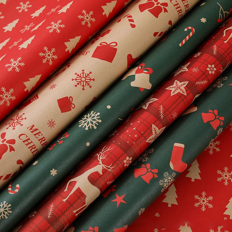 Christmas Gift Wrapping Paper Kraft Glossy Options DIY Holiday Party Packaging Festive Present Wrapping for Xmas Gifts