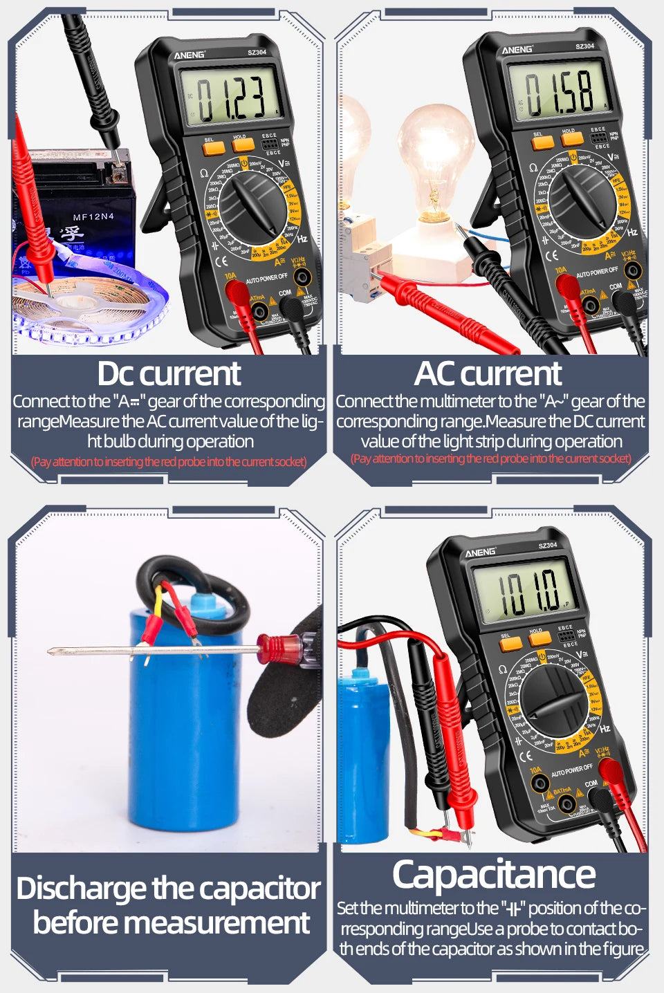 ANENG SZ304 Digital 2026 Counts Multimetes AC/DC Votage Current Resistance Ohm NCV High Precision Professional Multimetro Tester