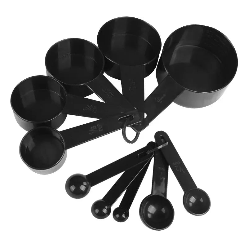 Black Plastic Measuring Cups & Spoons - 5 or 10 Piece Set - photo 4