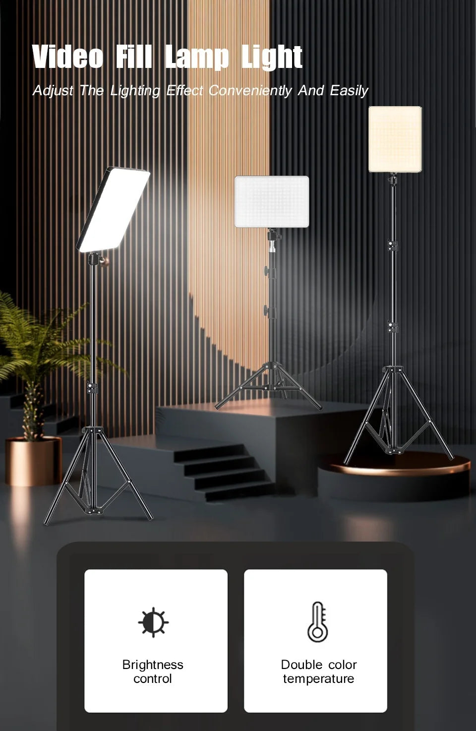 LED Video Conference & Photography Light – Bi-Color 3300K-5600K Studio Lamp with Tripod | TikTok, Zoom & Live Streaming