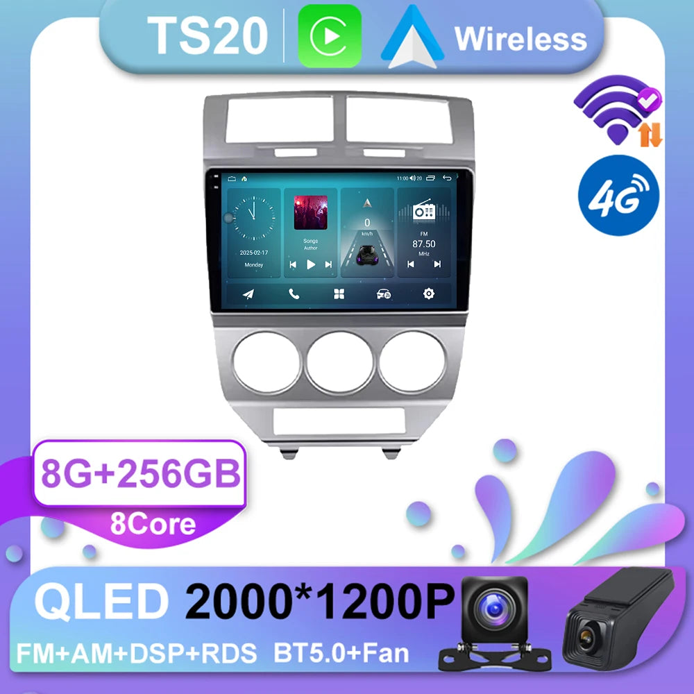 Car Stereo with Apple CarPlay & Android Auto, Compatible with Dodge Caliber (2007-2010)