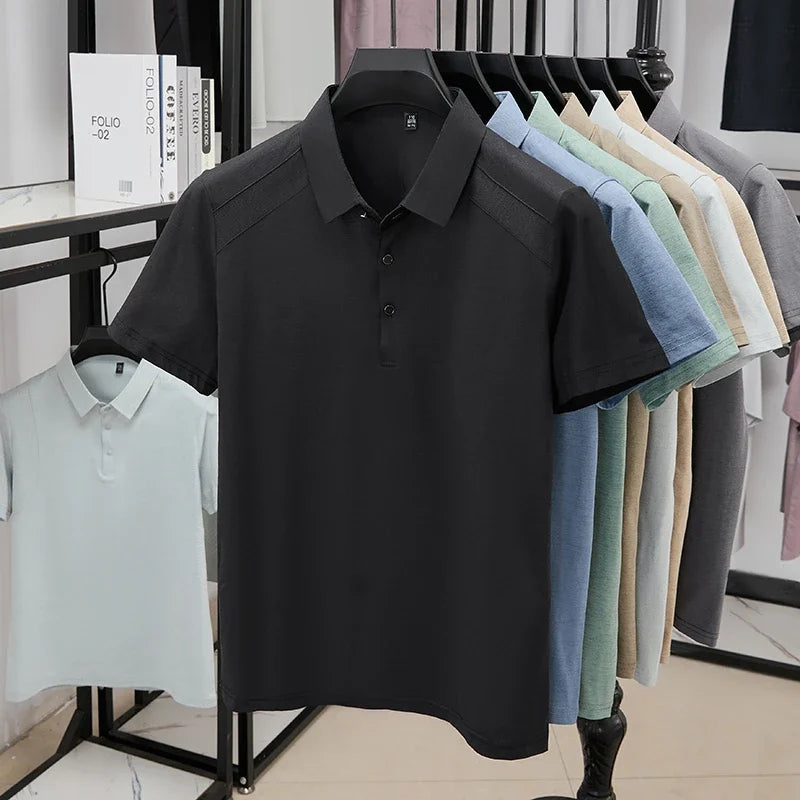 Men's Lapel Polo Shirt - Perforated Breathable, Soft Summer Fabric