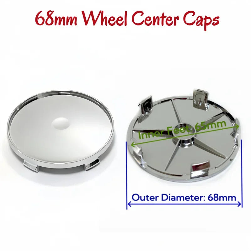 New 4pcs/Set No Logo 48mm 50mm 56mm 60mm 65mm 68mm Rim Blank Base Black Silver Tire Hub Caps External Refit Car Styling Accessor