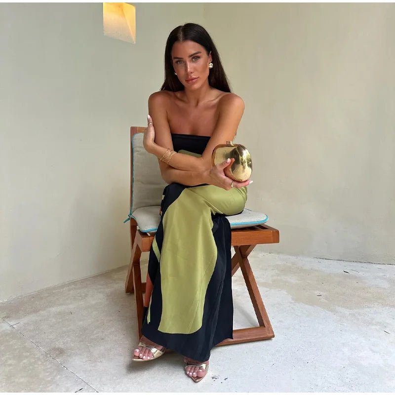 2026 Summer Women Strapless Backless Flower Printed Long Dress Women Sleeveless Off Shoulder Vestidos Plus Size S-3XL Streetwear