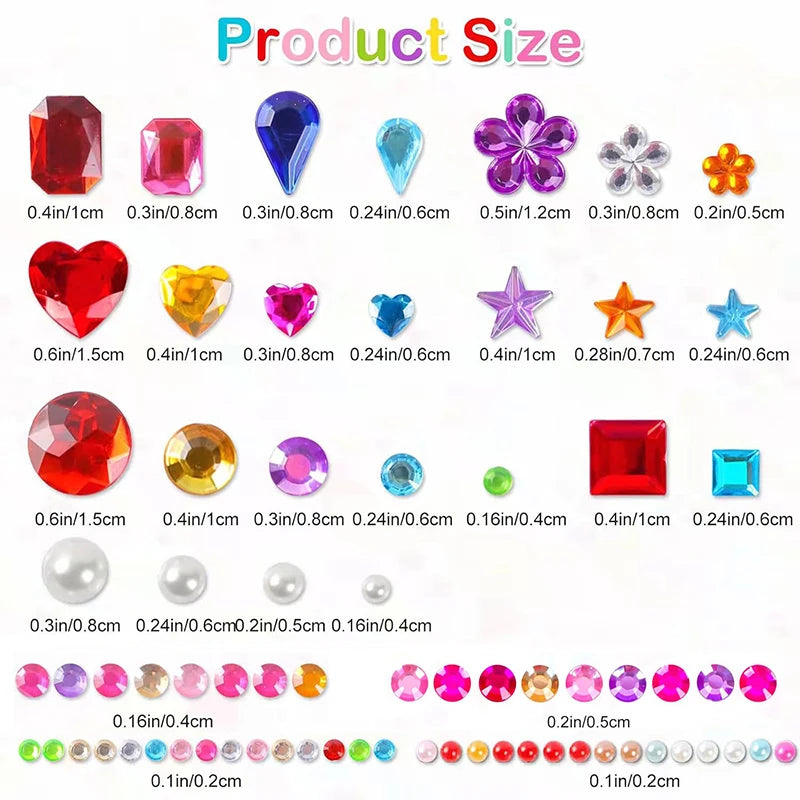 Gem Stickers,Self-Adhesive Face Jewelry Sticker, Acrylic Gems DIY Crafts, Sparkle Heart-Shaped Rhinestone Party Holiday Supplies