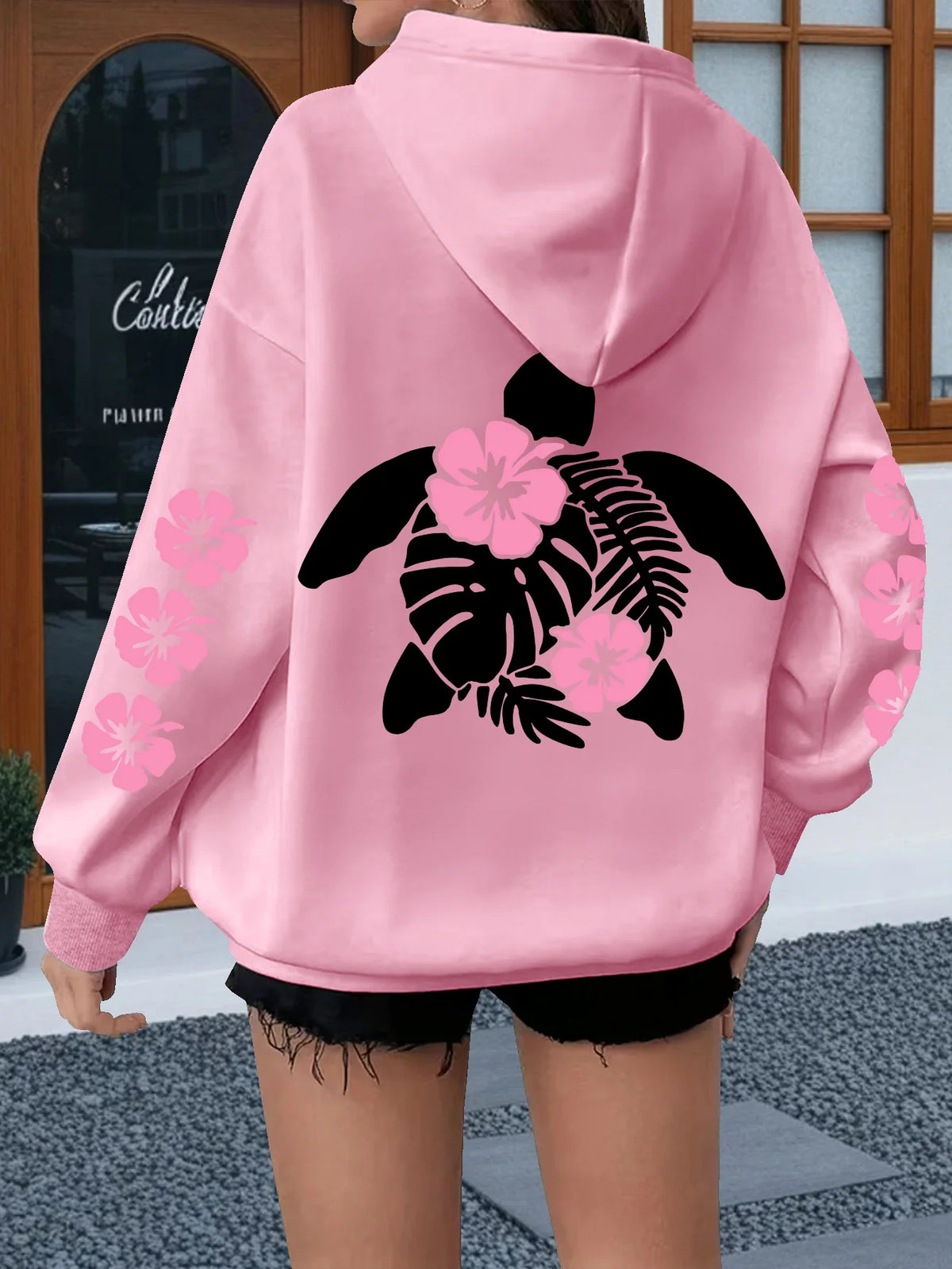 Women's Animal Print Hooded Sweater - Casual Pullover Top - photo 7
