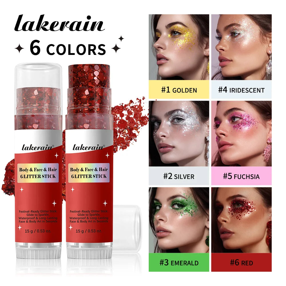 Body Shimmer Stick Glitter Glow Waterproof Long Lasting Non Sticky Smooth Rich & Dazzling Glitters Body For Festival Party Makeu