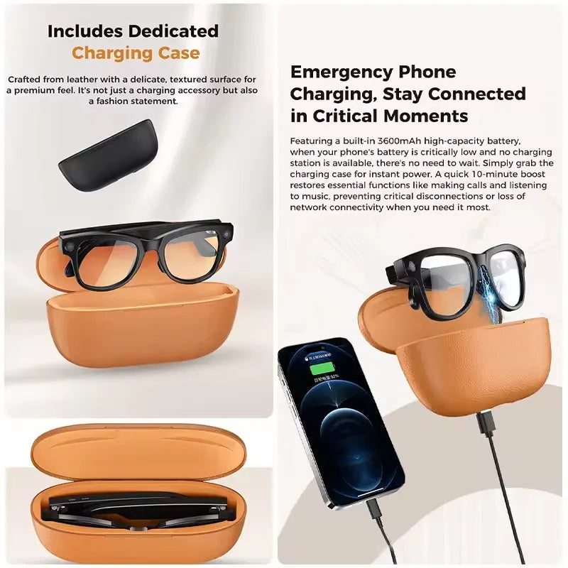 AI Smart Glasses — 4K Camera, Translation & Charging Case