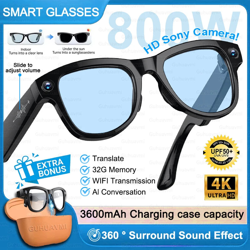 AI Smart Glasses — 4K Camera, Translation & Charging Case