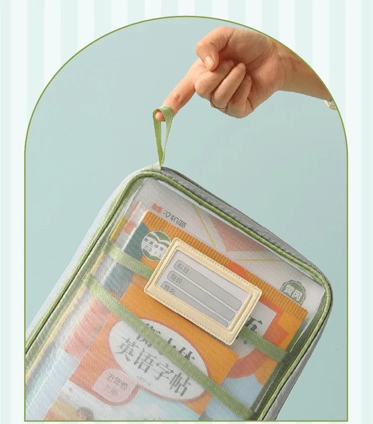 Transparent Stationery Storage Folder Hot Thicken Mesh Zipper File Packing A4 Size School Office Supplies Travel Storage Bags