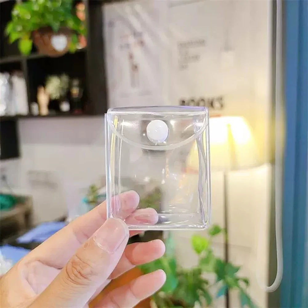 Transparent PVC Square Mini Coin Purses Case Clear Small Key Wallets Pouch Women Kids Girls Lipstick Earphone Coin Storage Bags