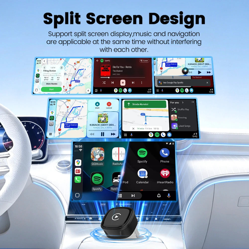 CarlinKit 5.0 Mini Ultra 4 Wireless CarPlay Android Auto  Wireless Adapter Plug &Play WiFi Bluetooth Auto Connection OTA Upgrade