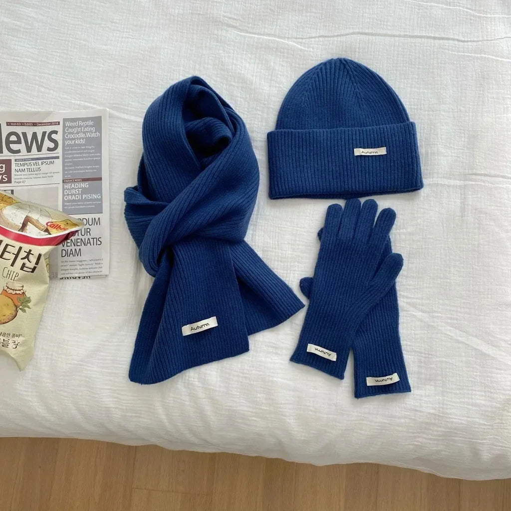 Women's Knit Hat, Scarf & Gloves - Solid Color 3 Piece Winter Set - photo 11