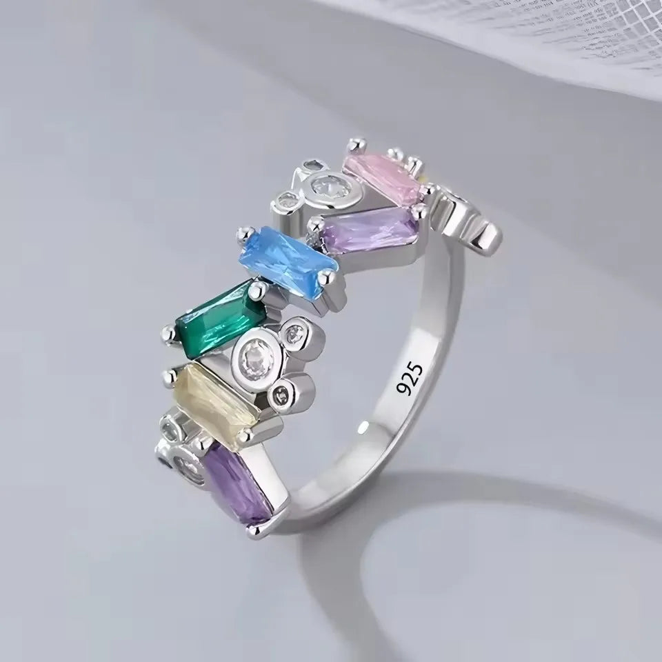 PANJBJ 925 Sterling Silver Hollow Out Rings For Women Three Layered Cross Punk Irregular Vintage Jewelry Gift Dropshipping