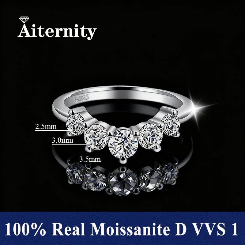 Moissanite V-Shape Ring – 925 Silver Engagement Band