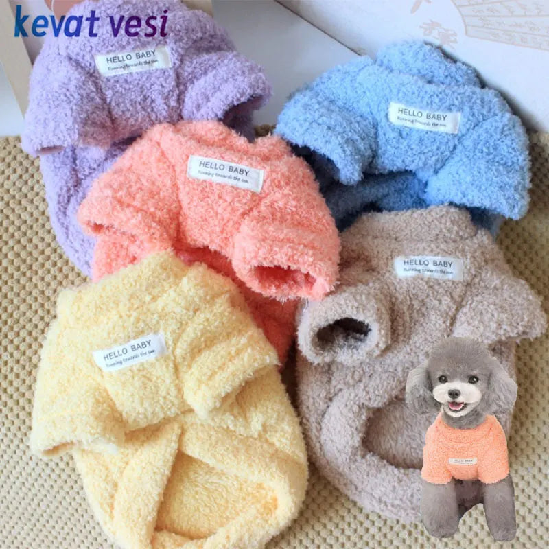Plush Winter Dog Sweater Coat - Soft Jacket for Small Dogs and Cats