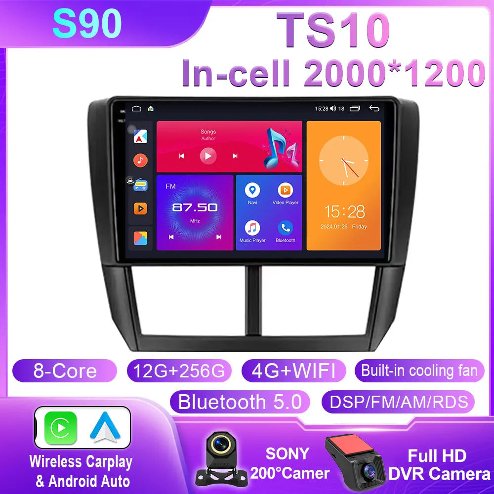 9" Android Car Stereo for Subaru Impreza GH/GE (2007–2011) — Wireless CarPlay, Android Auto, GPS, 4G, WiFi