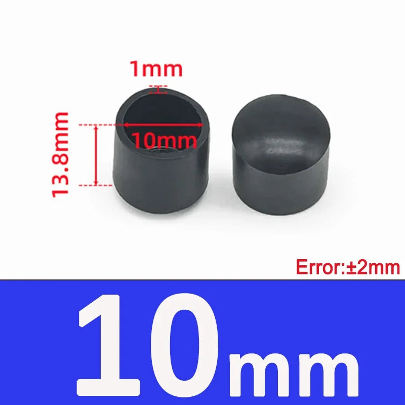 1-20Pcs Round Black PVC Soft Rubber Pipe Sleeve Tube Cap Table Chair Foot Pad Protective Cover 6 8 10 12 14 16 20 22 25 28-100mm