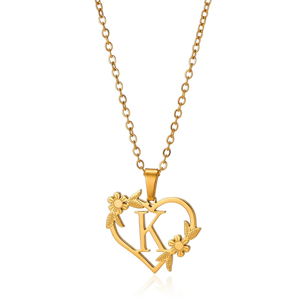 Initial Heart Necklace – Gold-Tone A-Z Letter Pendant