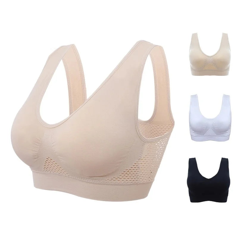 Breathable Women's Tops Hollow Out Bras Gym Running Fitness Yoga Bra Sportswear Padded Push Up Sports Tops Underwear Women Bra