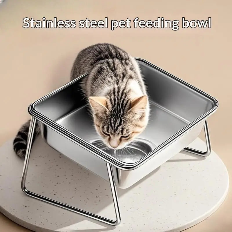 Tilted Stainless Steel Dog Bowl - 15° Raised Neck-Guard Design – photo 5
