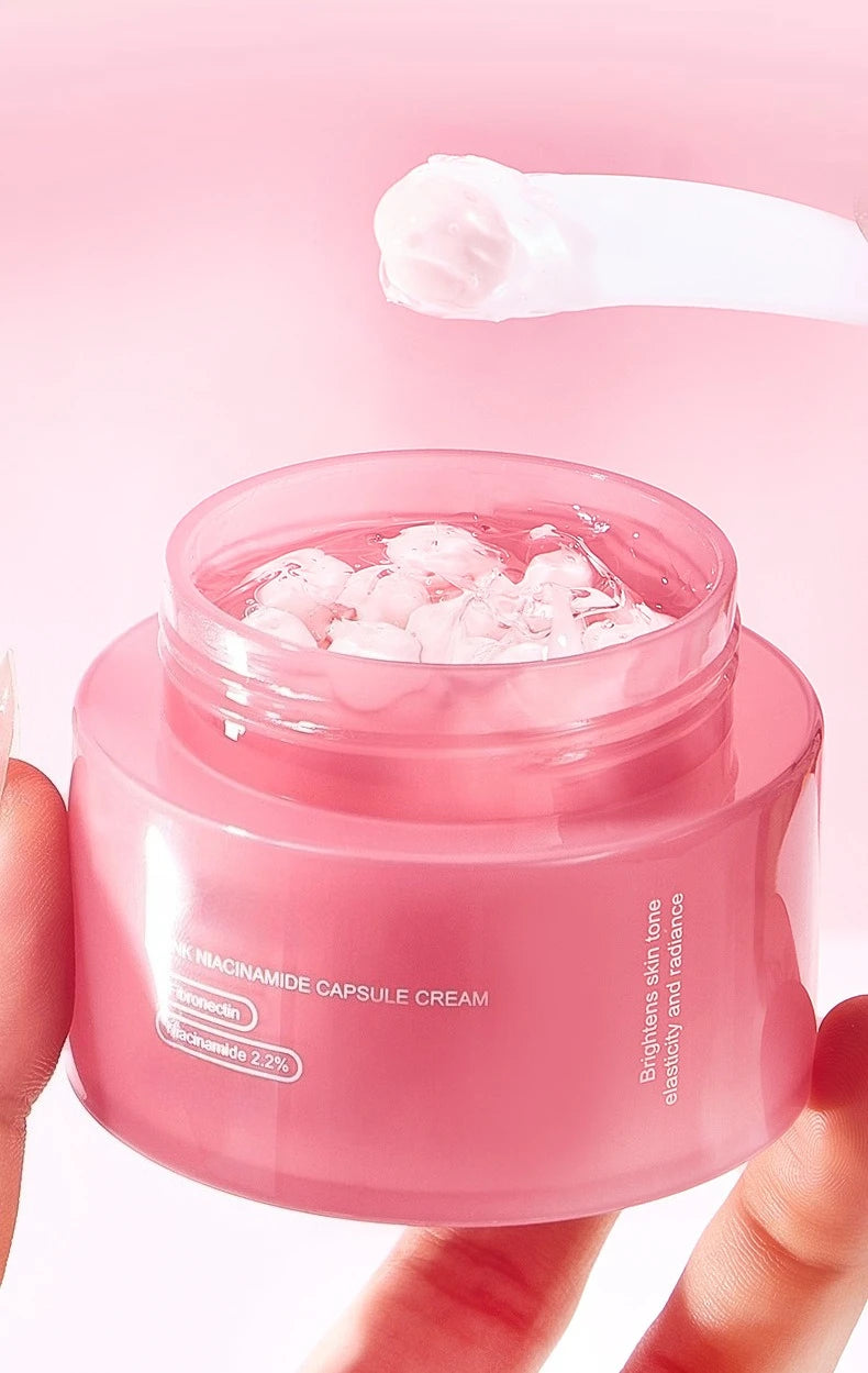 Korean Pink Collagen PDRN Capsule Cream – Niacinamide Face Moisturizer for Even Skin Tone | Lightweight Non-Greasy