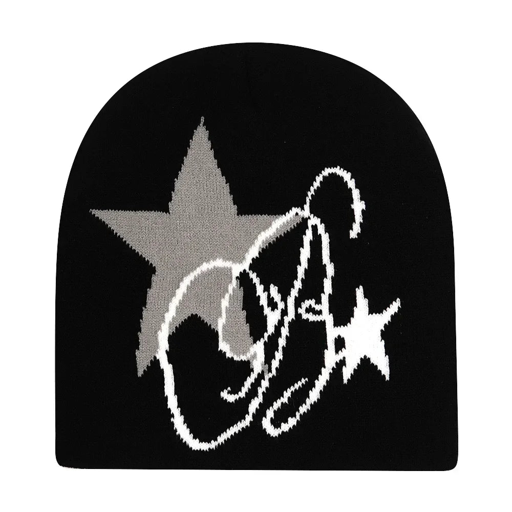 Y2K Letter Knit Beanie, Warm Ski Hat